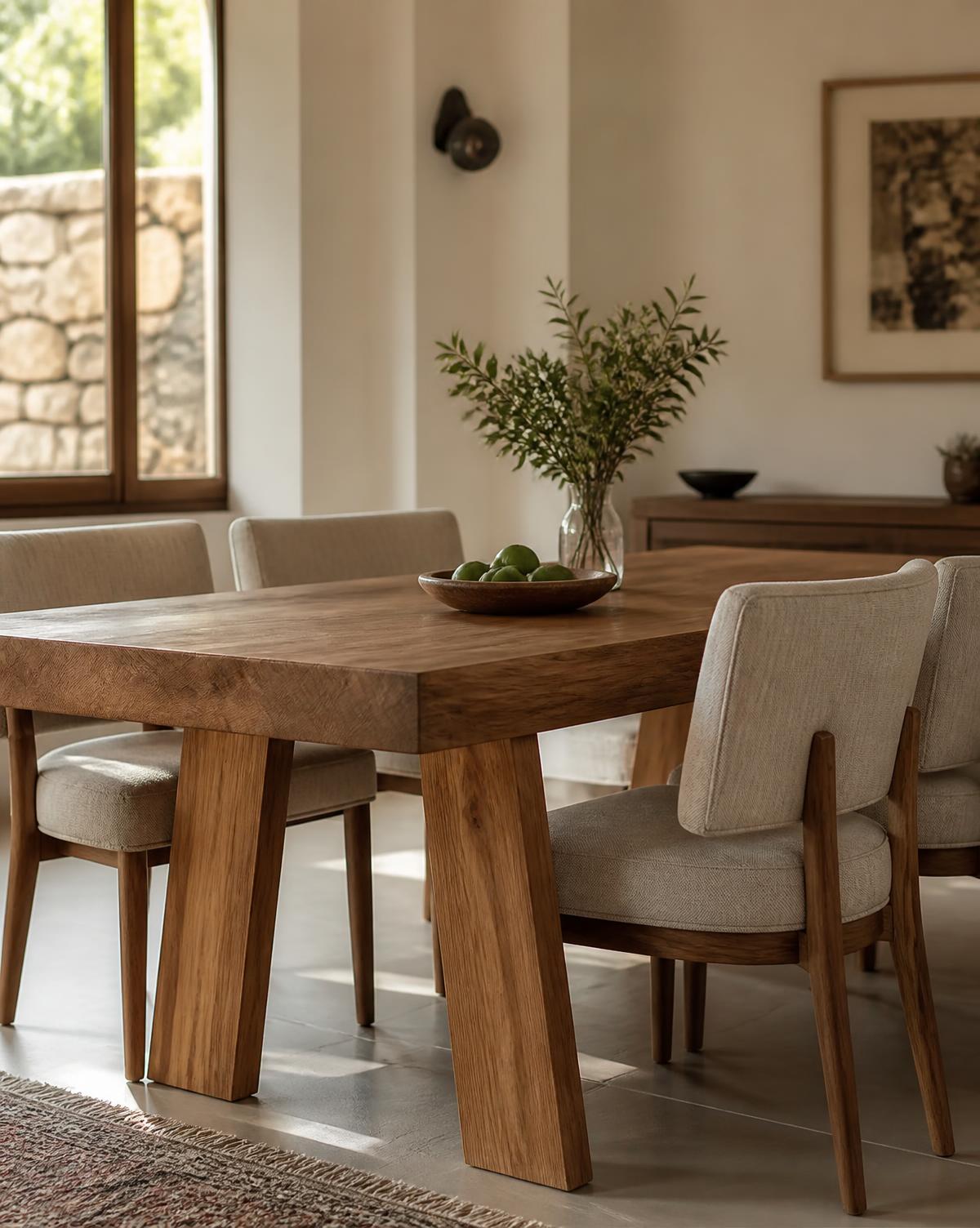 Solid wood dining table