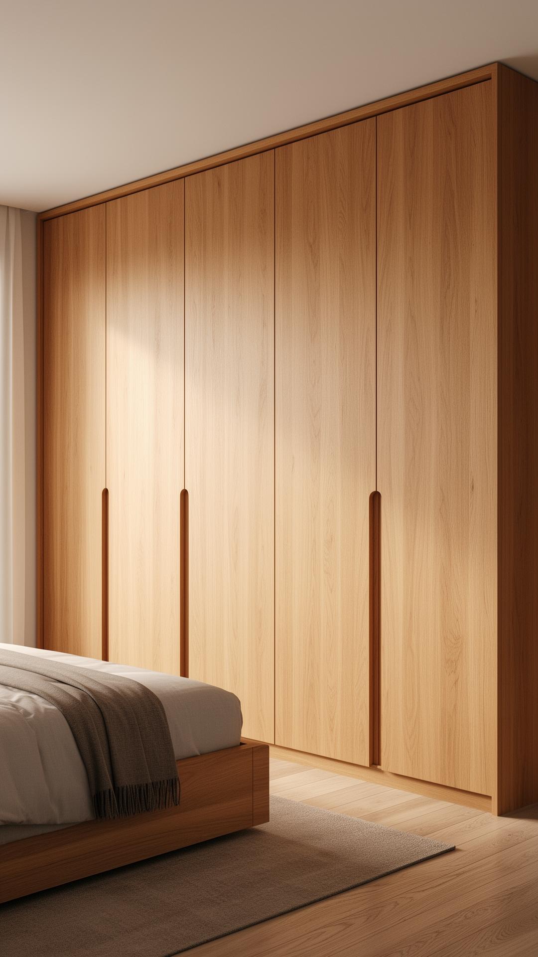 Modern flat-panel oak wardrobe